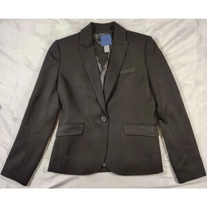 J. Crew Womens Black Wool Career 100% Wool Suit Blazer Jacket Coat Size 4P